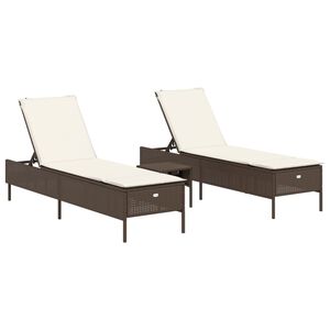 vidaXL Sun Lounger Set Brown PE rattan, powder-coated steel, polyester, foam