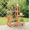 vidaXL Flower Stand With Wheels Wood Solid Fir Wood Tall