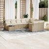 vidaXL Garden Sofa Set Beige PE rattan, powder-coated steel, tempered glass