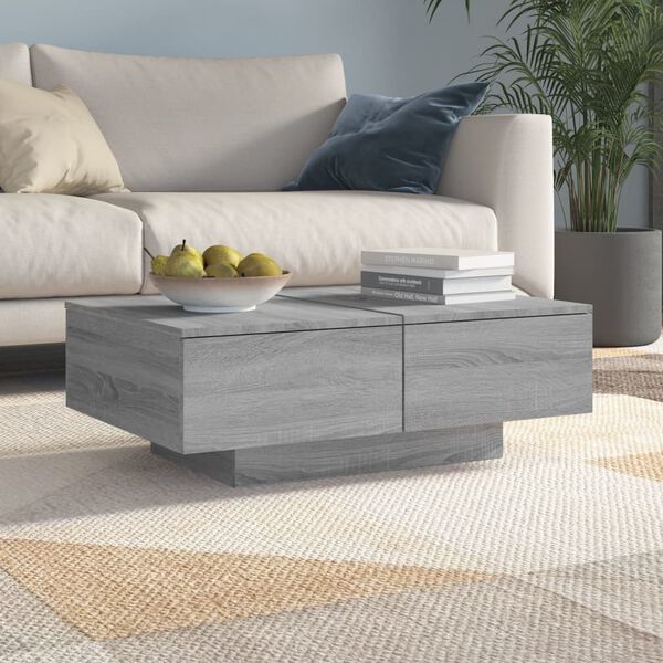 vidaXL Coffee Table Grey Sonoma Engineered Wood 35.4 x 23.6 in Storage