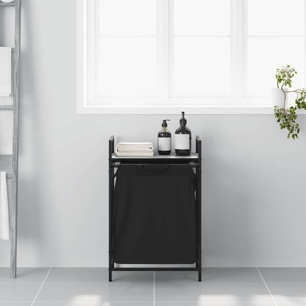 vidaXL Laundry Basket 1 Compartment with Shelf Grey Sonoma