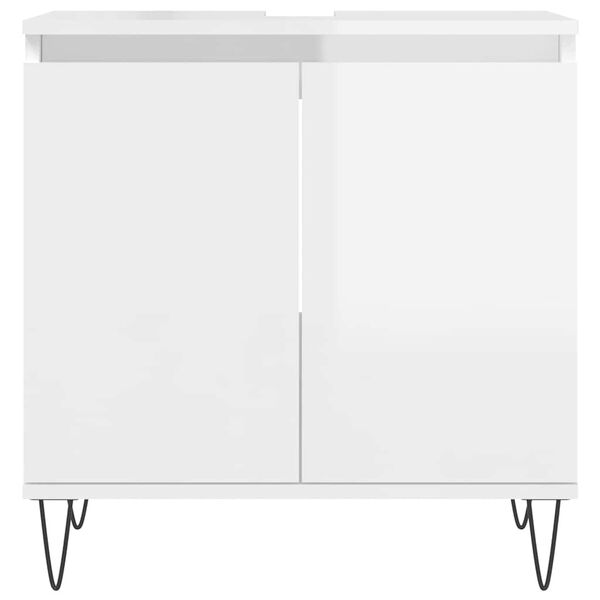 vidaXL Bathroom Cabinet High gloss white Engineered wood, iron Medium