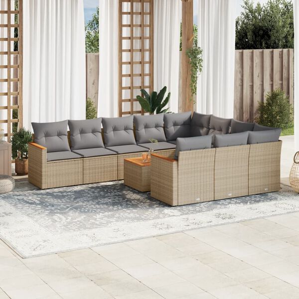 vidaXL Garden Sofa Set Beige, Light Grey
