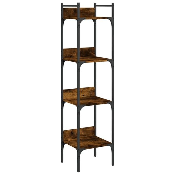 vidaXL Bookshelf Smoked Oak Engineered wood, powder-coated steel Medium