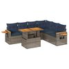 vidaXL 7 Piece Patio Sofa Set with Cushions Gray Poly Rattan Acacia