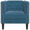 vidaXL Chesterfield Sofa Chair Blue Velvet, Plywood, Solid Wood Single