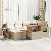 vidaXL Garden Sofa Set Beige PE rattan 7 Piece Garden Sofa Set