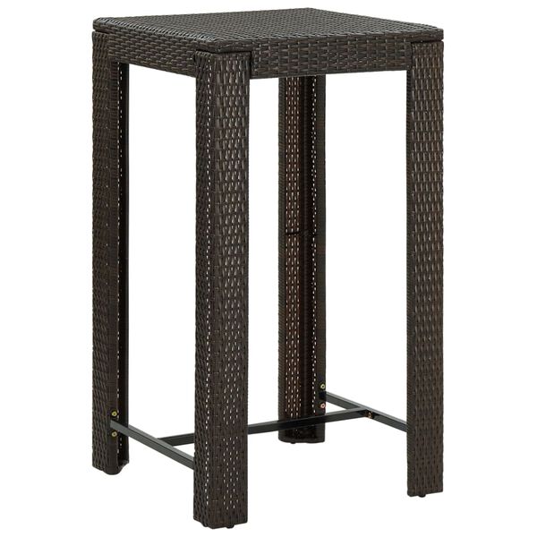 vidaXL Garden Bar Set Brown PE rattan, powder-coated steel, polyester