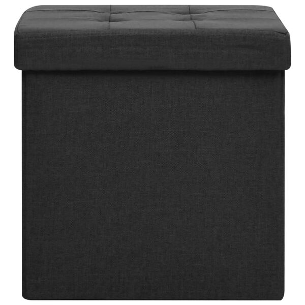 vidaXL Storage Stool Black Faux linen, MDF Compact Foldable