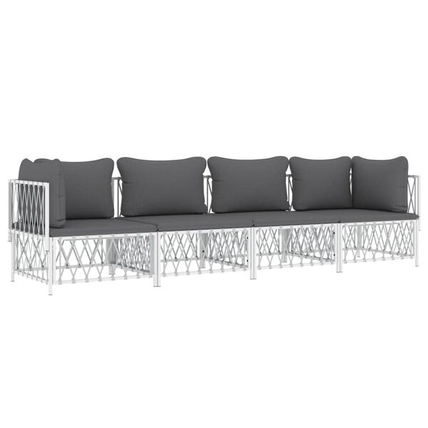vidaXL Garden Lounge Set White, Dark Grey