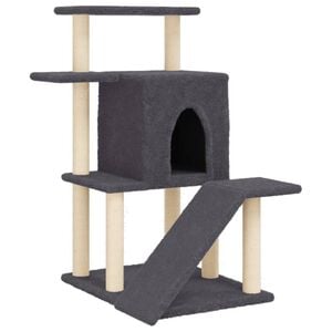 vidaXL Cat Tree Dark grey Engineered wood 38.2 in tall Modern Cat Tree