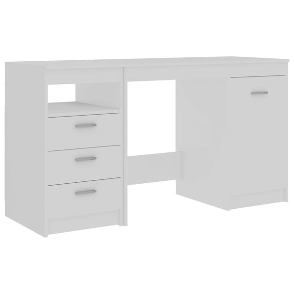 vidaXL Desk White Engineered wood 55.1 in x 19.7 in x 29.9 in Storage