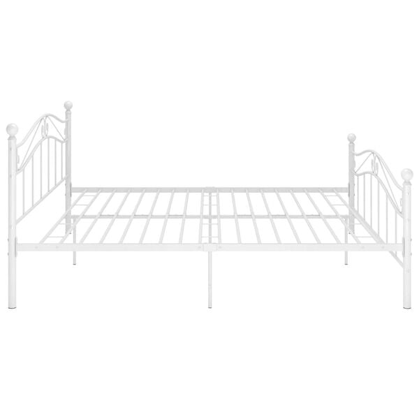 vidaXL Bed Frame White Powder-coated metal Double Durable Bed Frame