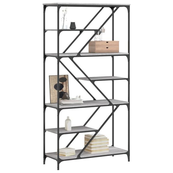 vidaXL Bookshelf Gray Sonoma Engineered wood, Steel
