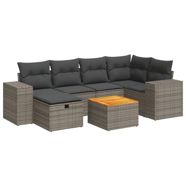 vidaXL Garden Sofa Set Grey PE rattan Medium Adjustable Feet