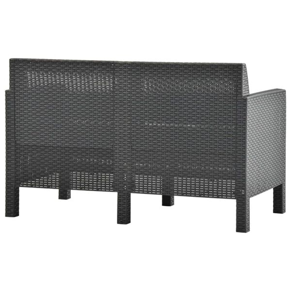 vidaXL Garden Sofa Anthracite PP (Polypropylene) with a rattan look Medium