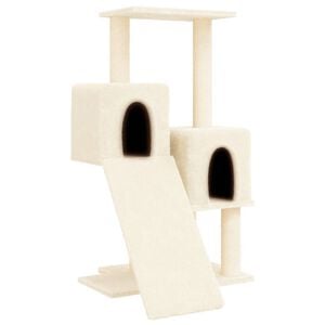 vidaXL Cat Tree Cream Engineered wood, plush, sisal Large