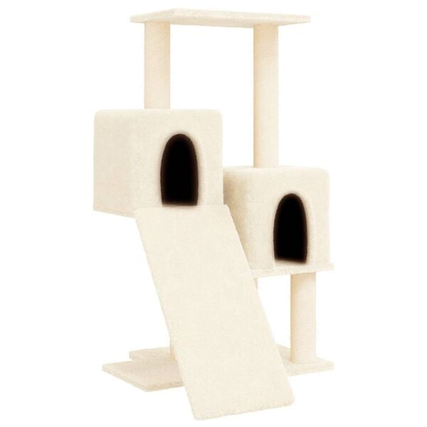 vidaXL Cat Tree Cream Engineered wood, plush, sisal Large
