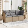 vidaXL Garden Sofa Set Beige PE Rattan, Polyester Cushions Large