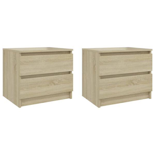 vidaXL Bed Cabinet Set of 2 Sonoma oak Engineered wood Standard