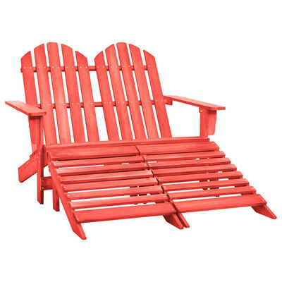 vidaXL 2-Seater Patio Adirondack Chair&Ottoman Fir Wood Red
