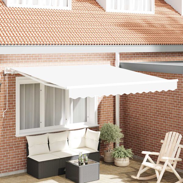 vidaXL Retractable Awning White 118.11 x 98.43 in Fabric and Steel