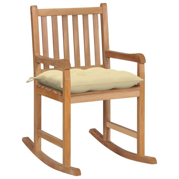 vidaXL Rocking Chair Teak Fine sanded teak wood with water-based finish
