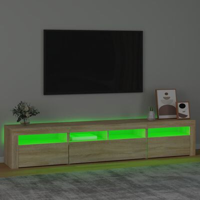 vidaXL TV Stand with LED Lights Sonoma Oak 82.7"x13.8"x15.7"