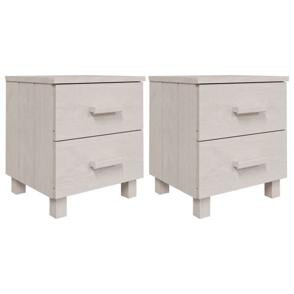 vidaXL Bedside Cabinet Set of 2 White Solid pine wood, MDF Small