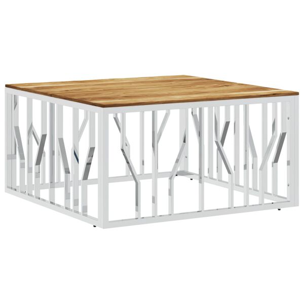 vidaXL Coffee Table Silver and natural wood