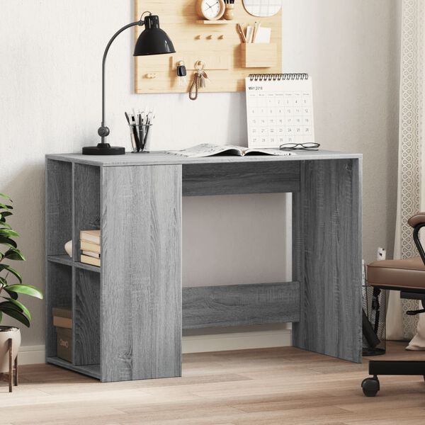 vidaXL Desk Grey Sonoma Engineered Wood Medium Computer Desk