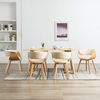 vidaXL Dining Chair Set of 6 Cream Bent Wood Standard Ergonomic
