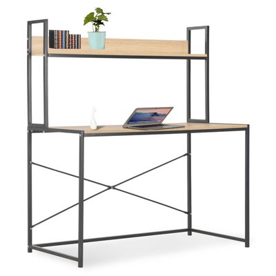 vidaXL Computer Desk Black and Oak 47.2"x23.6"x54.3"