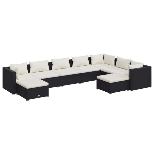 vidaXL Garden Lounge Set Black and Cream