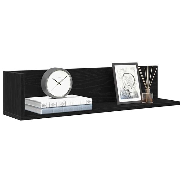 vidaXL Wall Shelf Black Engineered wood Medium Wall mounting
