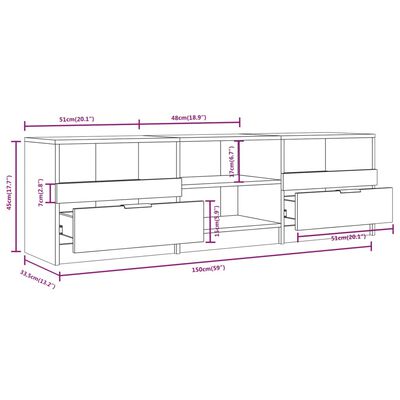 vidaXL TV Stand Concrete Gray 59.1"x13.2"x17.7" Engineered Wood