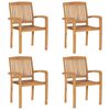 vidaXL Stacking Patio Chairs with Cushions 4 pcs Solid Teak Wood