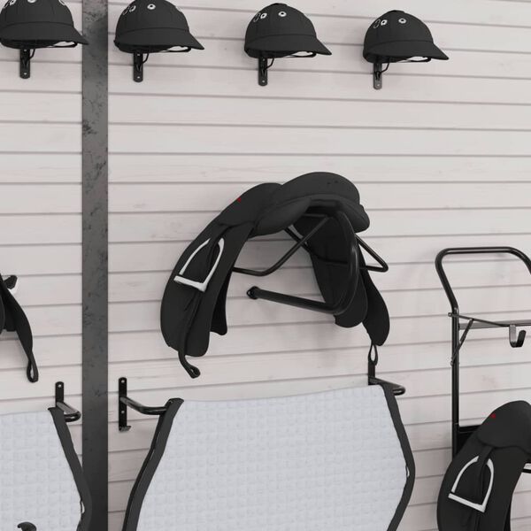 vidaXL Saddle Rack Black Powder-coated iron Compact Portable