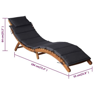 vidaXL Sun Loungers with Cushions 2 pcs Dark Gray Solid Wood Acacia