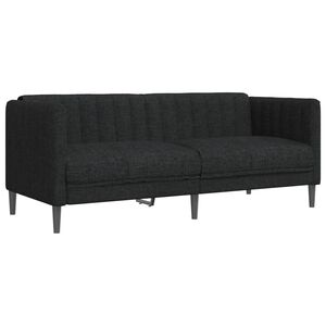 vidaXL Sofa Black Polyester, Plywood, Solid Wood, Foam 2-Seater Sofa