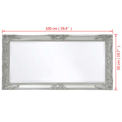 vidaXL Wall Mirror Baroque Style 39.4"x19.7" Silver