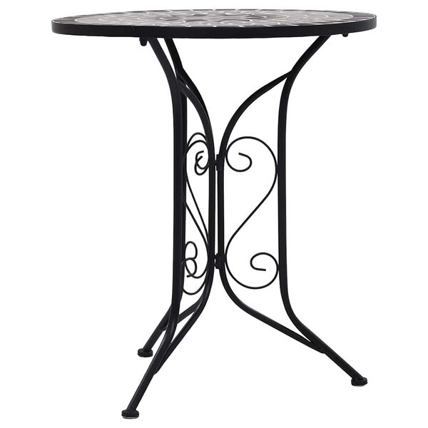 vidaXL Table Black and Grey Iron frame, Ceramic top Small Durable