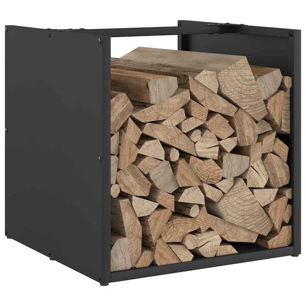 vidaXL Firewood Rack Black 15.7x15.7x15.7" Cold-rolled steel