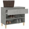 vidaXL Shoe Cabinet Concrete grey Engineered wood, Solid eucalyptus wood