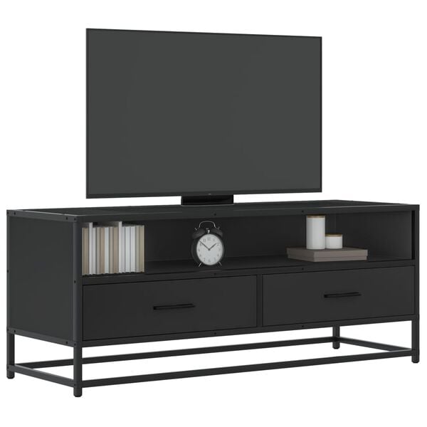 vidaXL TV Cabinet Black Engineered wood and metal Medium TV Cabinet