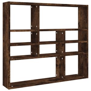 vidaXL Wall Shelf Smoked Oak Engineered Wood 35.4 x 6.3 x 30.7 in