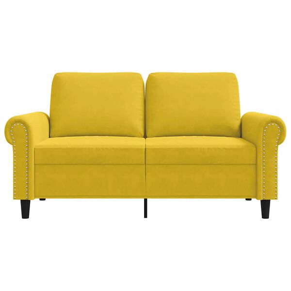 vidaXL 2-seater Sofa Yellow Velvet (100% polyester), metal, foam