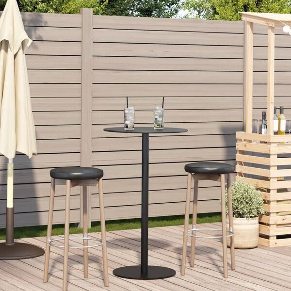 vidaXL Garden Table Black Powder-Coated Steel Medium Durable