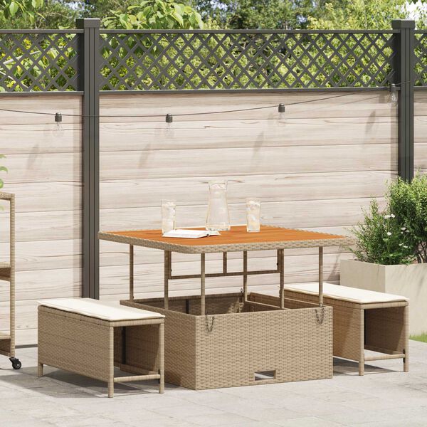 vidaXL Garden Dining Set Beige Poly rattan