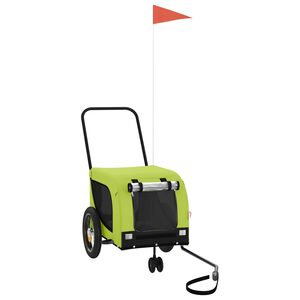 vidaXL Pet Bike Trailer Green and Black Oxford Fabric, Iron, PVC Small
